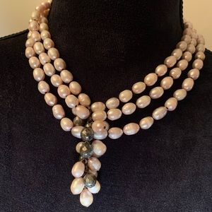 Neiman Marcus Real Freshwater Pink Pearl 3-Strand Choker. Great Valentine Gift!